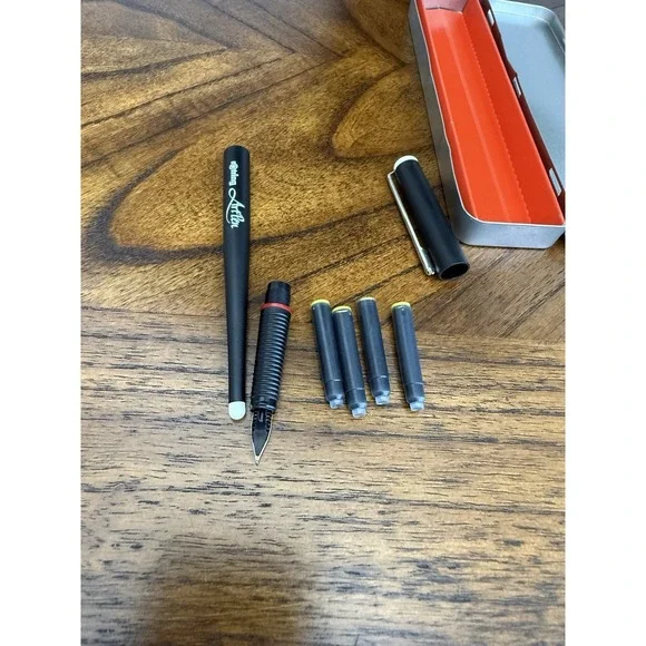 RARE Rotring ArtPen Lettering M Fountain Pen NOS Unused w/ Original Metal Box - Picture 9 of 11